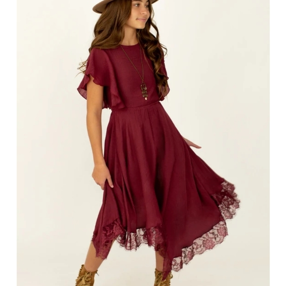 Girls Joy Folie Lakynna dress in Garnet burgundy sz 6 - Picture 2 of 9